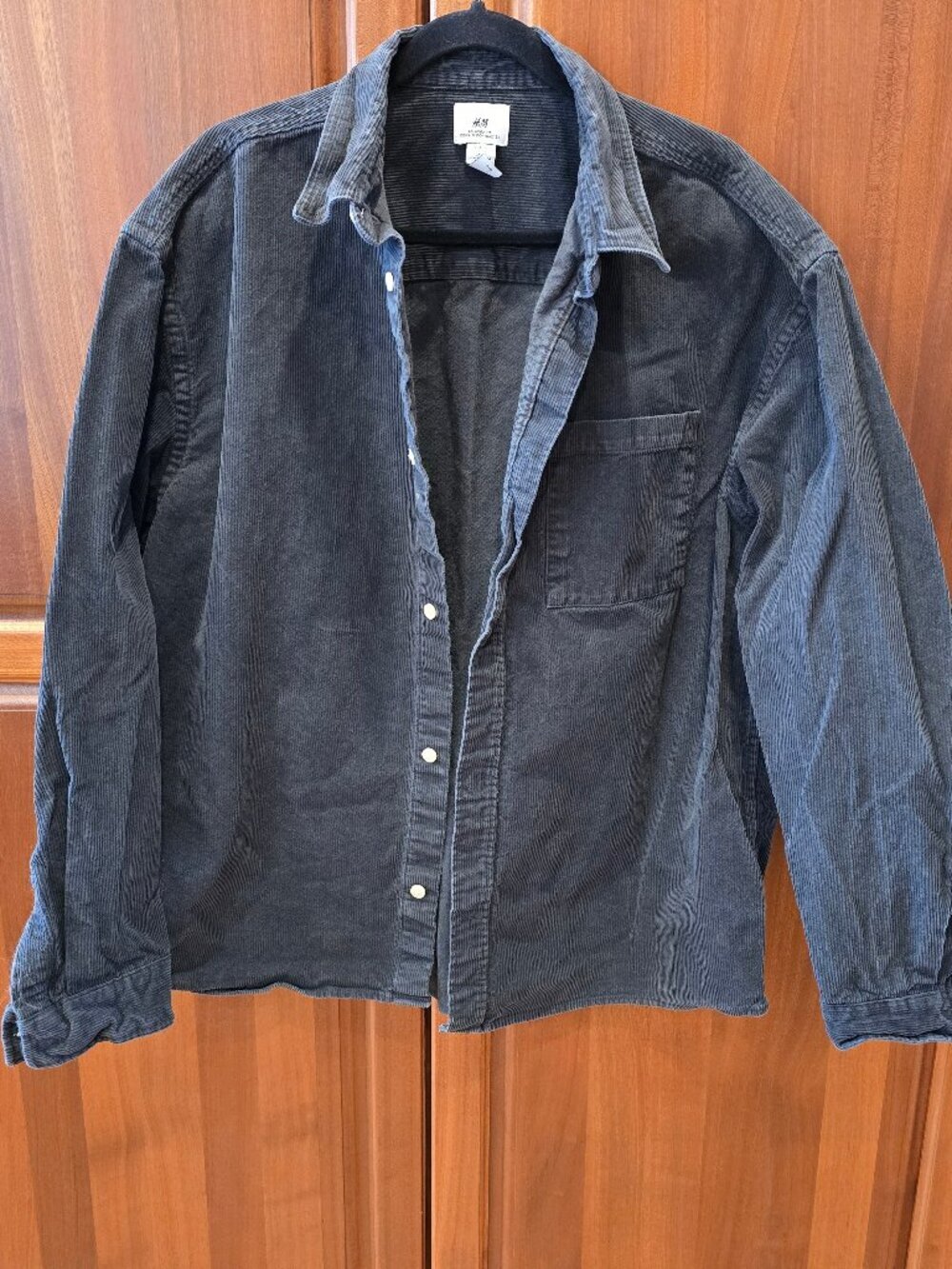 H&M Long Sleeve‎ Corduroy Button up XL Black Mens shirt